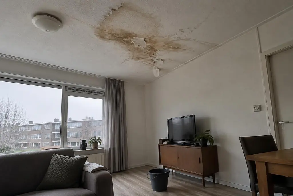 Lekdetectie Wolvega – vochtplek op het plafond onder een badkamer